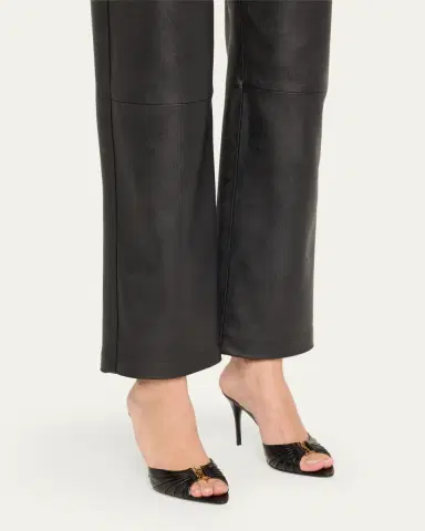 Saint Laurent Babylone YSL Ruched Leather Mule Sandals | Thumbnail 2
