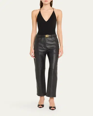 Saint Laurent Babylone YSL Ruched Leather Mule Sandals | Thumbnail 3