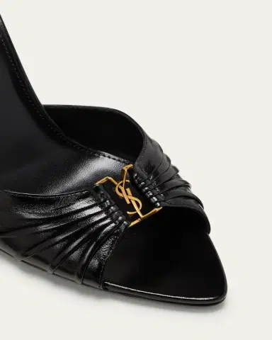 Saint Laurent Babylone YSL Ruched Leather Mule Sandals | Thumbnail 5