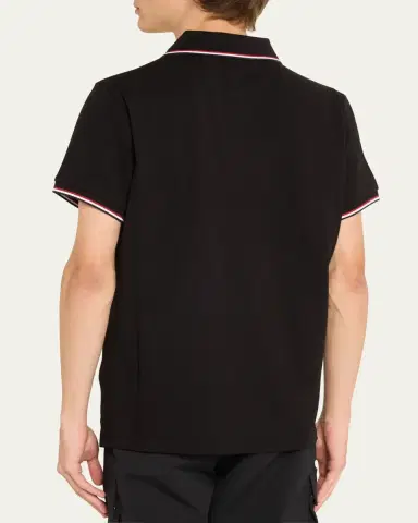 Moncler Men's Pique Logo Patch Polo Shirt | Thumbnail 3