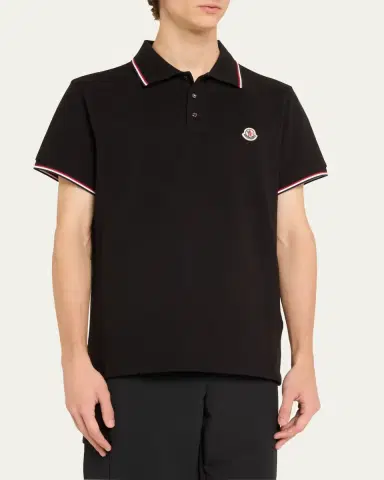 Moncler Men's Pique Logo Patch Polo Shirt | Thumbnail 4