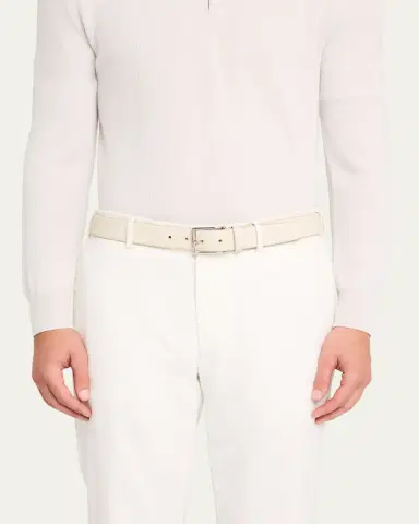 Simonnot Godard Men's Galuchat Grained Leather Belt, 35mm | Thumbnail 3