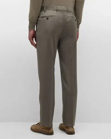 Giorgio Armani Men's Flat-Front Wool Trousers | Thumbnail 2 Giorgio Armani Men's Flat-Front Wool Trousers | Thumbnail 2