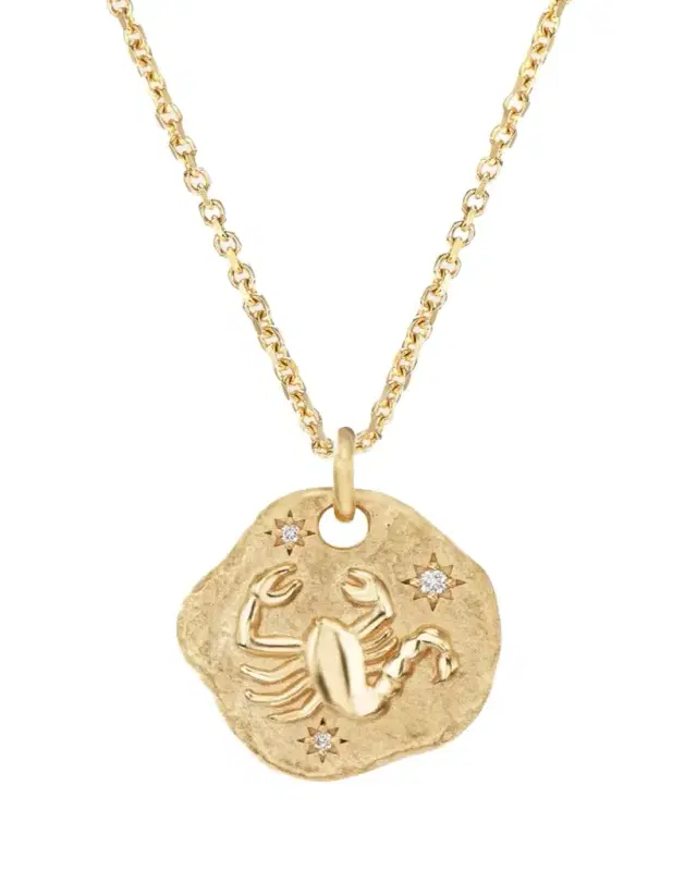 Aaryah 18K Yellow Gold Mini Diamond Zodiac Pendant Necklace