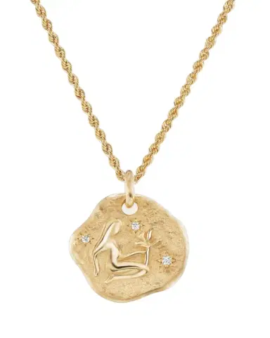 Aaryah 18K Yellow Gold Large Diamond Zodiac Pendant Necklace | Thumbnail 1 Aaryah 18K Yellow Gold Large Diamond Zodiac Pendant Necklace | Thumbnail 1