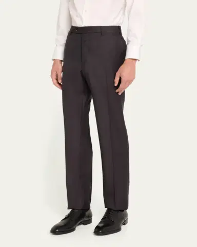 Giorgio Armani Men's Flat-Front Wool Trousers | Thumbnail 4 Giorgio Armani Men's Flat-Front Wool Trousers | Thumbnail 4