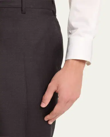 Giorgio Armani Men's Flat-Front Wool Trousers | Thumbnail 5 Giorgio Armani Men's Flat-Front Wool Trousers | Thumbnail 5