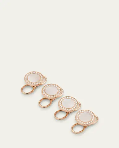 Jan Leslie Men's 18K Rose Gold Mother Of Pearl and Diamond Tuxedo Studs | Thumbnail 3
