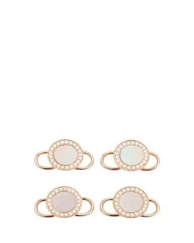 Jan Leslie Men's 18K Rose Gold Mother Of Pearl and Diamond Tuxedo Studs | Thumbnail 1