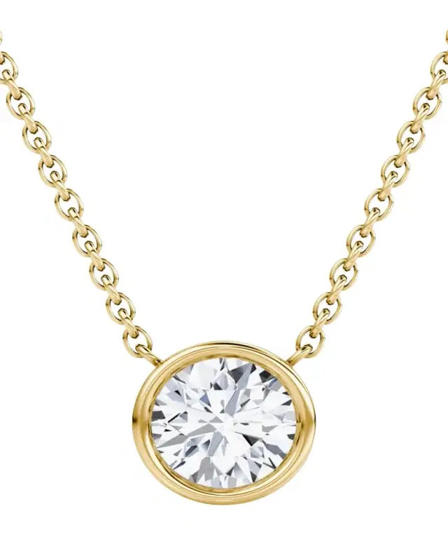 Round Bezel-Cut Lab Grown Diamond Solitaire Necklace, 0.75tcw