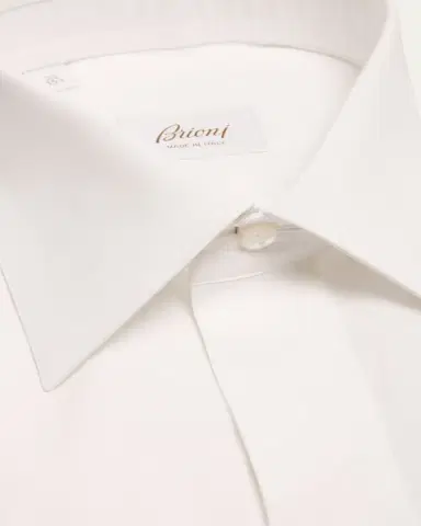Brioni Men's Cotton Poplin French-Cuff Dress Shirt | Thumbnail 2