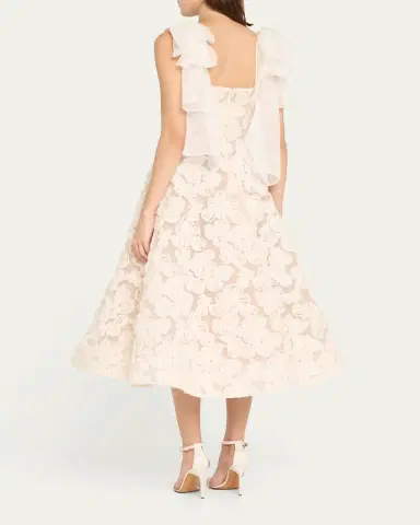 Bronx and Banco Sabrina Lace Midi Dress with Bow Details | Thumbnail 3