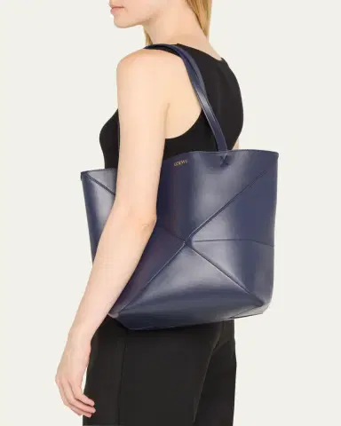 Loewe Puzzle Fold Medium Tote Bag in Shiny Leather | Thumbnail 6