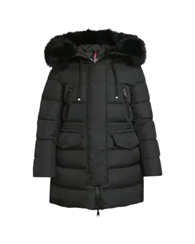 Moncler Aphroti Mid-Length Puffer Jacket with Shearling Hood Trim | Thumbnail 1 Moncler Aphroti Mid-Length Puffer Jacket with Shearling Hood Trim | Thumbnail 1