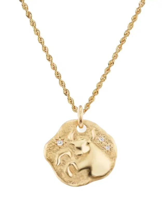 Aaryah 18K Yellow Gold Large Diamond Zodiac Pendant Necklace