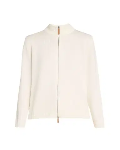 Lafayette 148 New York Cotton-Silk Tape Fitted Bomber Sweater | Thumbnail 1 Lafayette 148 New York Cotton-Silk Tape Fitted Bomber Sweater | Thumbnail 1