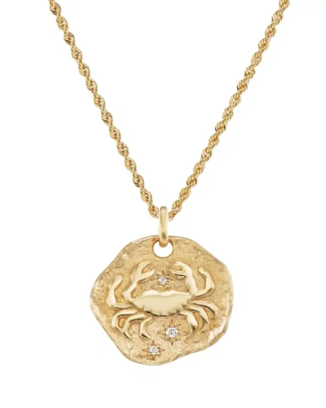 18K Yellow Gold Large Diamond Zodiac Pendant Necklace