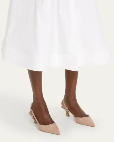 Stuart Weitzman Vinnie Patent Kitten Slingback Pumps | Thumbnail 2