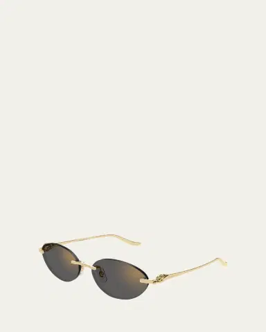 Cartier Panthère Rimless Metal Oval Sunglasses | Thumbnail 2