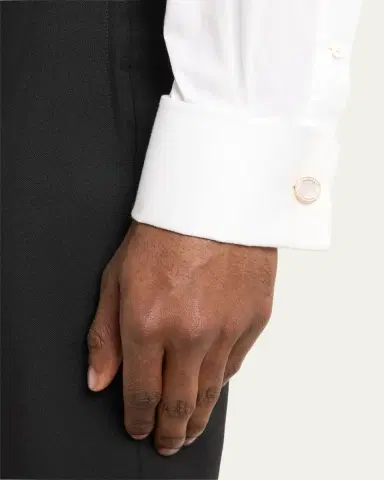 Jan Leslie Men's 18K Rose Gold Mother Of Pearl and Diamond Cufflinks | Thumbnail 2