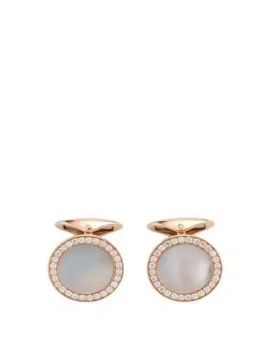 Jan Leslie Men's 18K Rose Gold Mother Of Pearl and Diamond Cufflinks | Thumbnail 1