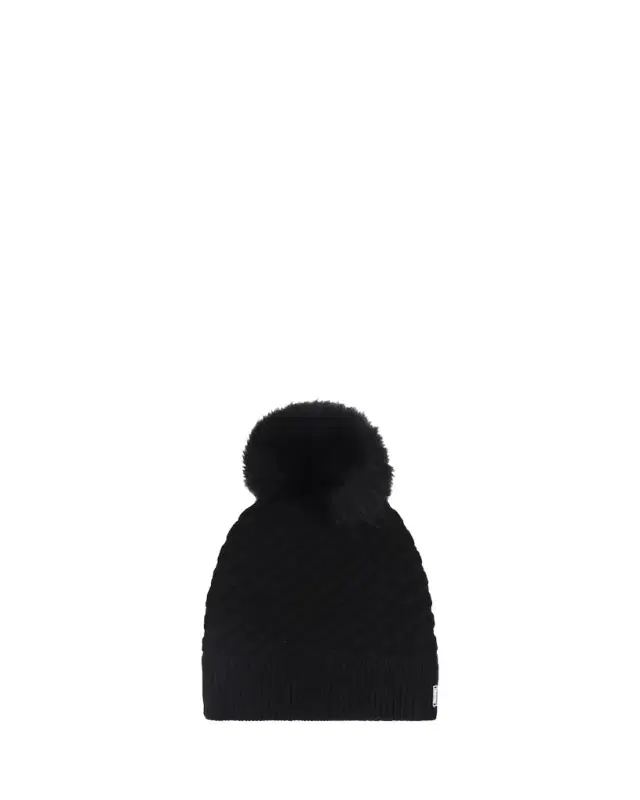 Select Cashmere Beanie with Lamb Shearling Pom