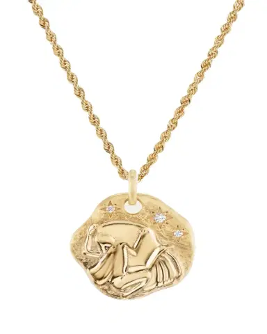 Aaryah 18K Yellow Gold Large Diamond Zodiac Pendant Necklace | Thumbnail 1