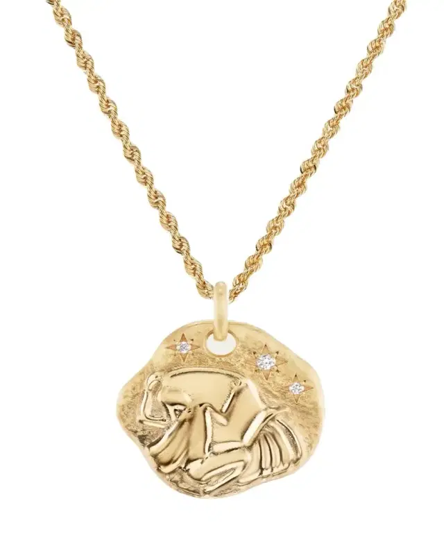 Aaryah 18K Yellow Gold Large Diamond Zodiac Pendant Necklace