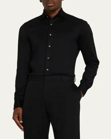 Cesare Attolini Men's Cotton Jersey Sport Shirt | Thumbnail 4