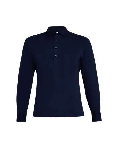 Brunello Cucinelli Men's Long-Sleeve Pique Polo Shirt | Thumbnail 1