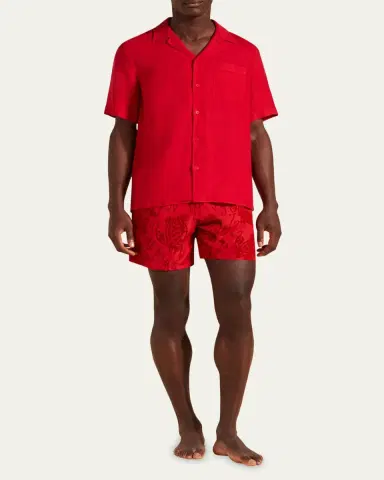 Vilebrequin Men's Garment-Dyed Linen Camp Shirt | Thumbnail 2