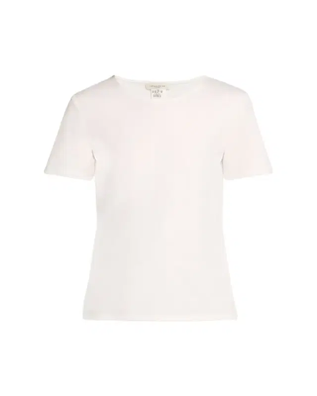 Lafayette 148 New York Ribbed Crewneck Cotton T-Shirt