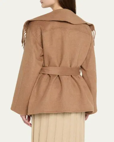 Simkhai Rowen Fringe Belted Wool-Blend Jacket | Thumbnail 3 Simkhai Rowen Fringe Belted Wool-Blend Jacket | Thumbnail 3