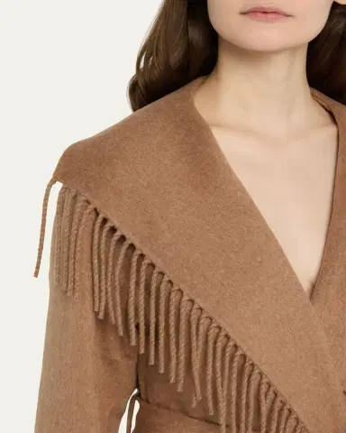 Simkhai Rowen Fringe Belted Wool-Blend Jacket | Thumbnail 5 Simkhai Rowen Fringe Belted Wool-Blend Jacket | Thumbnail 5