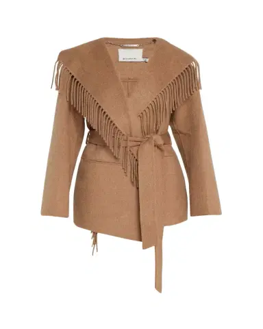 Simkhai Rowen Fringe Belted Wool-Blend Jacket | Thumbnail 1 Simkhai Rowen Fringe Belted Wool-Blend Jacket | Thumbnail 1