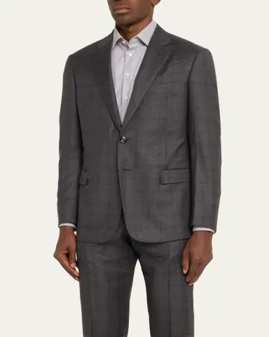 Giorgio Armani Men's Brushed Wool Plaid Classic Fit Suit | Thumbnail 4 Giorgio Armani Men's Brushed Wool Plaid Classic Fit Suit | Thumbnail 4