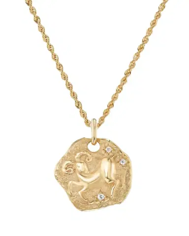 Aaryah 18K Yellow Gold Large Diamond Zodiac Pendant Necklace | Thumbnail 1