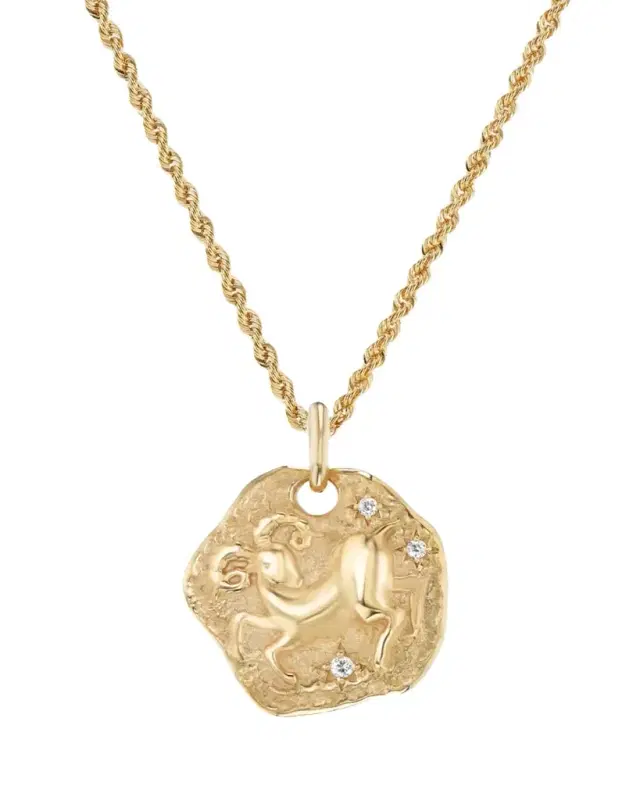 Aaryah 18K Yellow Gold Large Diamond Zodiac Pendant Necklace