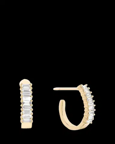 Lana 14K Gold Baguette Diamond Huggie Earrings, 0.5 tcw | Thumbnail 2