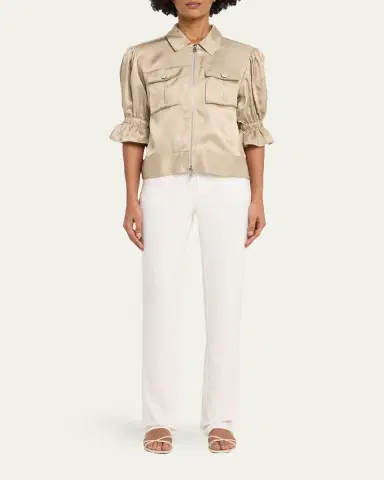 Cinq à Sept Holly Short-Sleeve Sateen Jacket | Thumbnail 6 Cinq à Sept Holly Short-Sleeve Sateen Jacket | Thumbnail 6