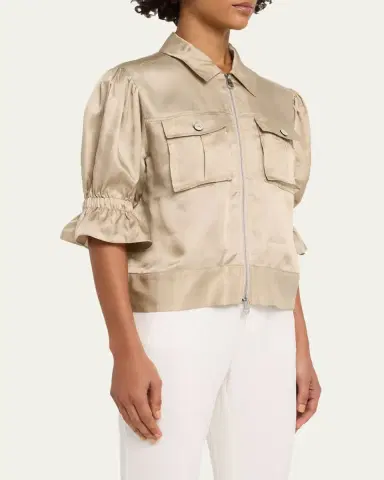 Cinq à Sept Holly Short-Sleeve Sateen Jacket | Thumbnail 8 Cinq à Sept Holly Short-Sleeve Sateen Jacket | Thumbnail 8