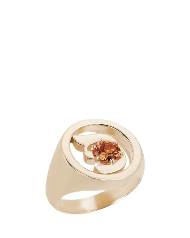 Procaccia Jewelry 18K Gold Hebrew PEH Initial Signet Ring
