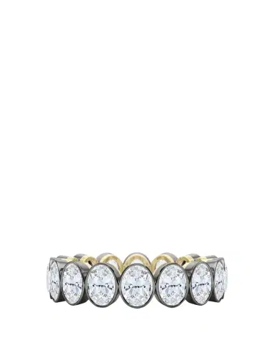 HauteCarat 18K Oval Cut Bezel Lab Grown Diamond Eternity Band, 7.5tcw | Thumbnail 1
