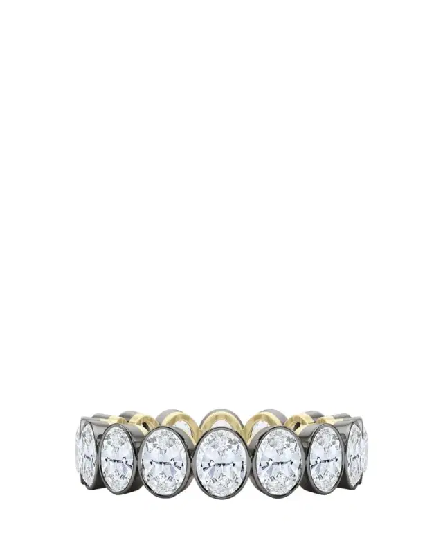 1K Oval Cut Bezel Lab Grown Diamond Eternity Band, 7.5tcw
