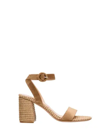 Gianvito Rossi Suede Raffia Ankle-Strap Sandals | Thumbnail 1