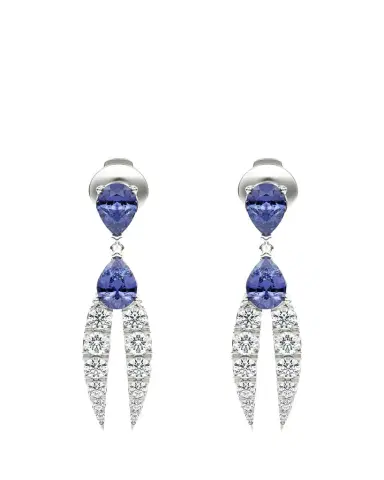 KAMAL Lotus Diamond and Tanzanite Earrings | Thumbnail 1 KAMAL Lotus Diamond and Tanzanite Earrings | Thumbnail 1