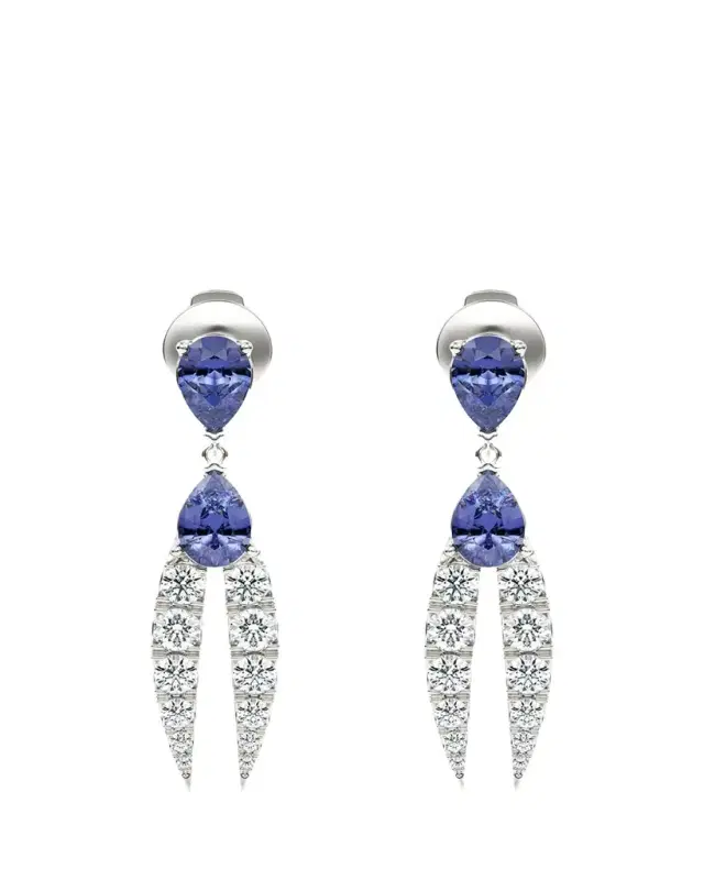 KAMAL Lotus Diamond and Tanzanite Earrings