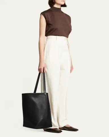The Row Park North-South Tote Bag in Leather | Thumbnail 9