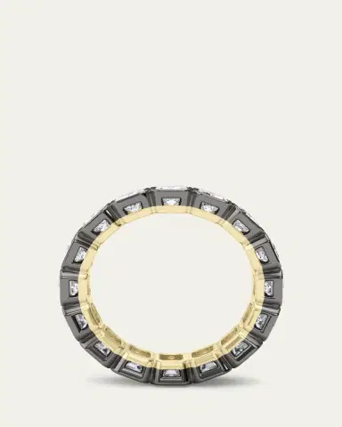 HauteCarat 18K Emerald Cut Bezel Lab Grown Diamond Eternity Band, 6.6tcw | Thumbnail 4