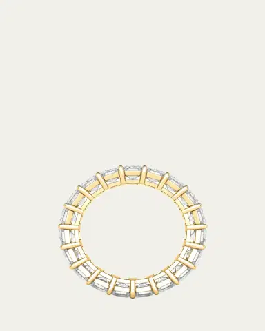 HauteCarat 18K Emerald Cut Lab Grown Diamond Eternity Band, 9.0tcw | Thumbnail 3